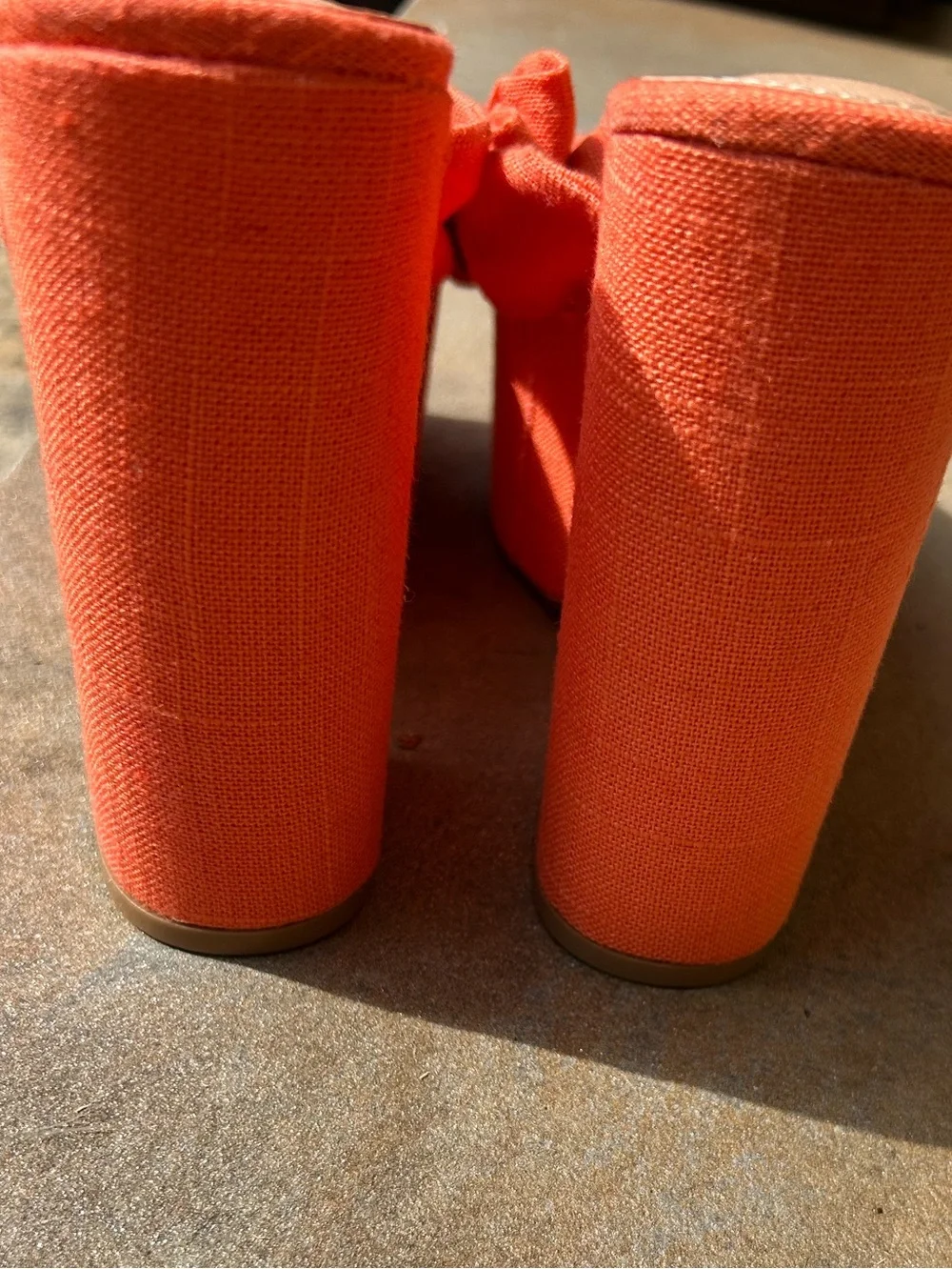 Fashion Nova Orange Knotted Platform Mules - Picture 2 of 7